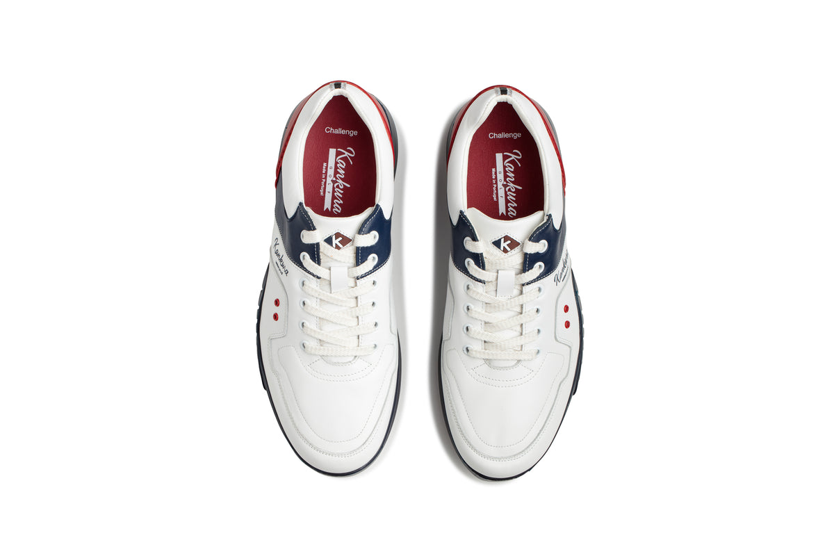 Men's Golf Shoes — Challenge 01, White, Navy & Red