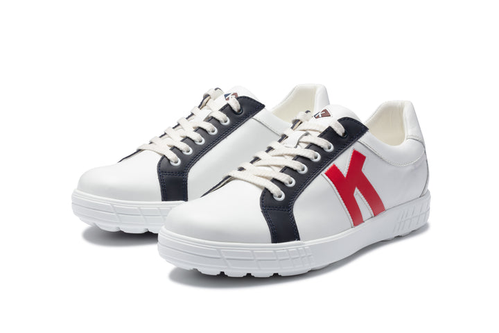 Kankura Golf Men's Drive 02 - Branco/Azul-marinho/Vermelho | Sapatos esportivos de golfe
