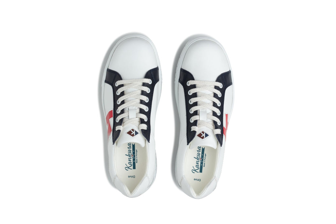 Kankura Golf Men's Drive 02 - Branco/Azul-marinho/Vermelho | Sapatos esportivos de golfe