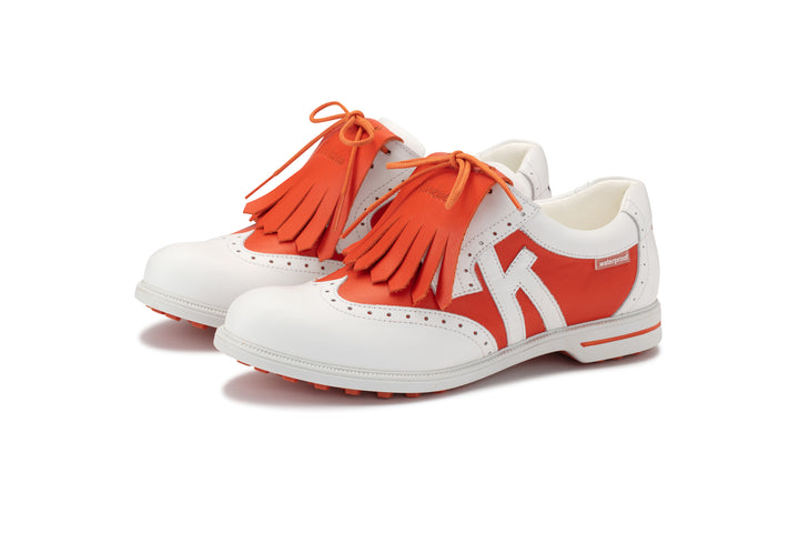 Sapatos Mulher Kankura Golf Florida 02 - Branco/Laranja | Sapatos de Golfe