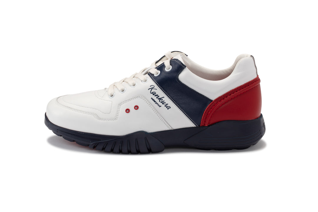 Sapatos Homem Kankura Golf Challenge 01 - Branco/Azul/Vermelho | Sapatos de Golfe