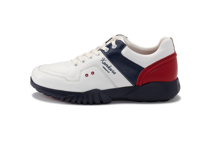Sapatos Homem Kankura Golf Challenge 01 - Branco/Azul/Vermelho | Sapatos de Golfe